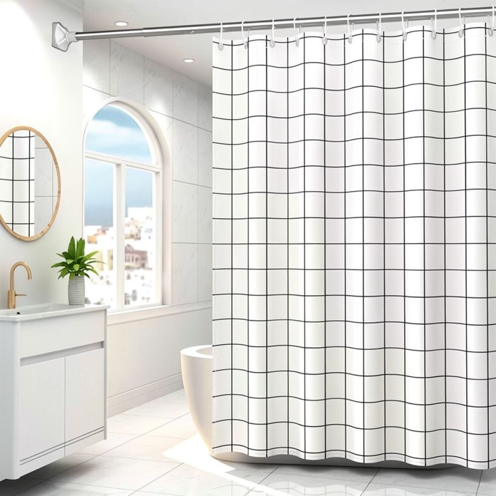 ستارة حمام عصرية بنقشة مربعات  - مراجعة Home Textiles Luxury Curtains وسعره